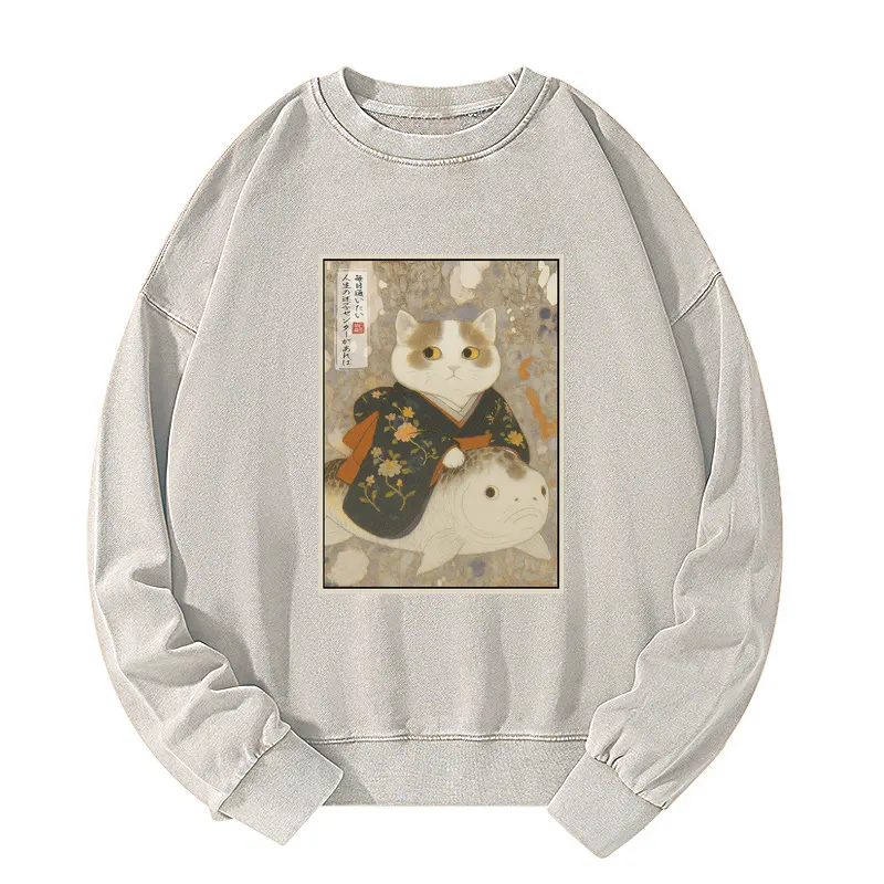 Tokyo-Tiger The Cat and the Art of Getting Lost Washed Sweatshirt