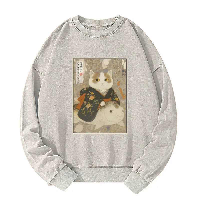 Tokyo-Tiger The Cat and the Art of Getting Lost Washed Sweatshirt