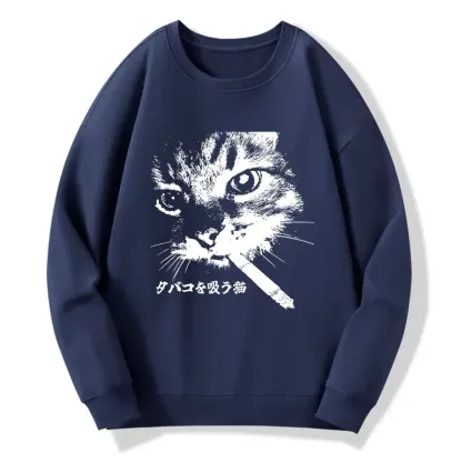Tokyo-Tiger Retro Cat Smoking Classic Sweatshirt