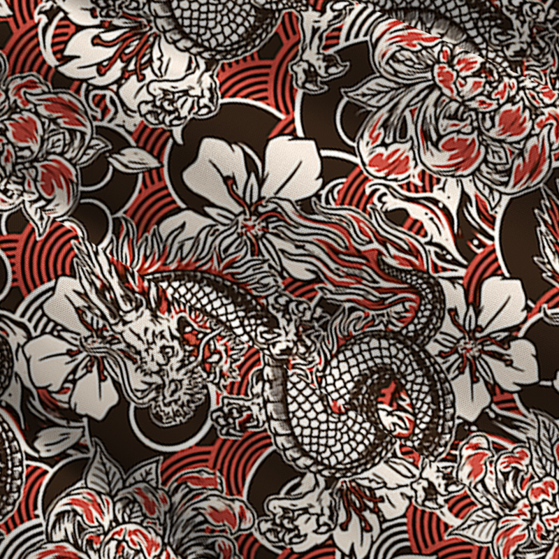 Tokyo-Tiger Japanese Retro Dragon Maxi Skirt