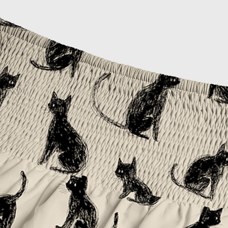Tokyo-Tiger Black Cat Beige Maxi Skirt