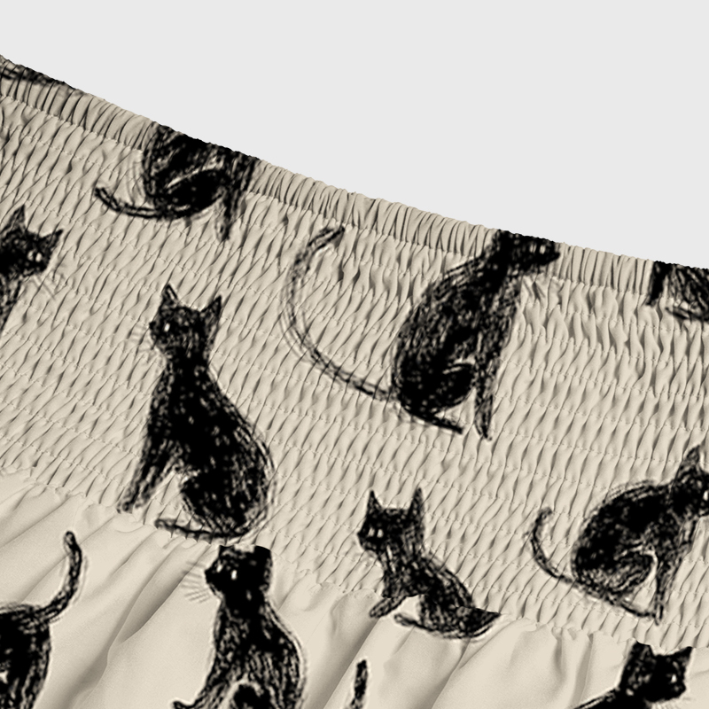 Tokyo-Tiger Black Cat Beige Maxi Skirt