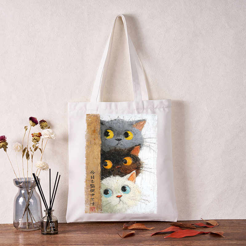 Tokyo-Tiger Three Cute Cats Watch You Tote Bag