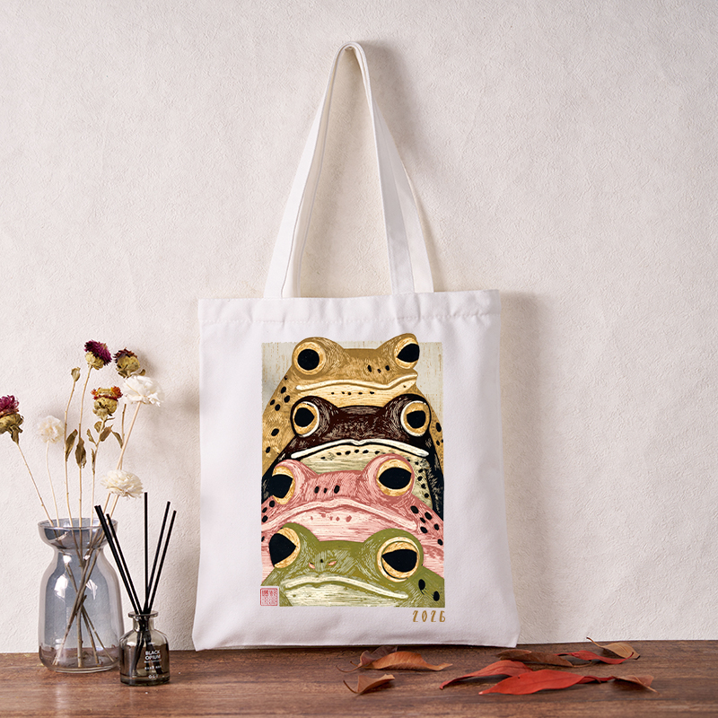 Tokyo-Tiger Whimsical Multi Colored Frog Art Tote Bag