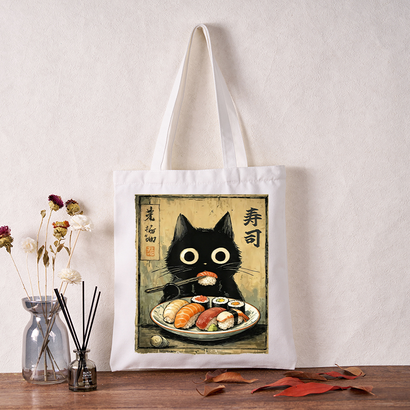 Tokyo-Tiger Vintage Japanese Sushi Cat Tote Bag
