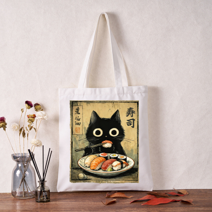 Tokyo-Tiger Vintage Japanese Sushi Cat Tote Bag