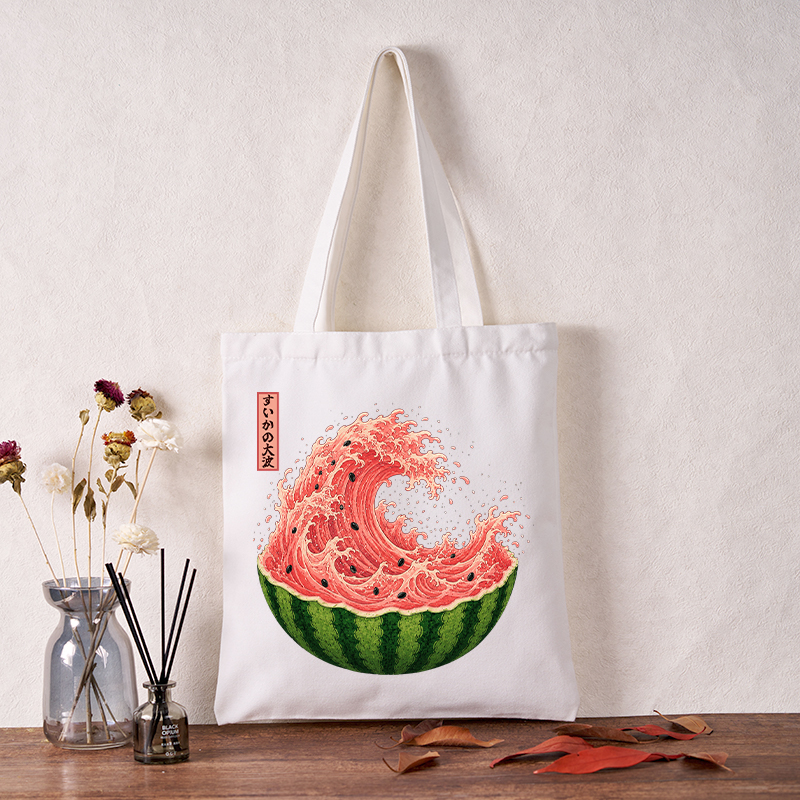 Tokyo-Tiger Watermelon Wave Summer Ukiyo Art Tote Bag