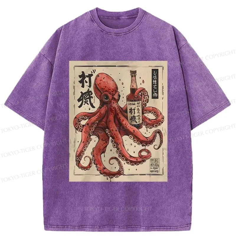 Tokyo-Tiger Osaka Saké Octopus Washed T-Shirt Sale – tokyo-tiger