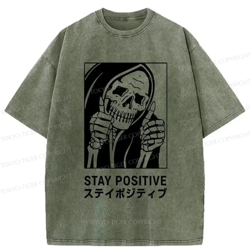 Tokyo-Tiger Stay Positive Skeleton Washed T-Shirt