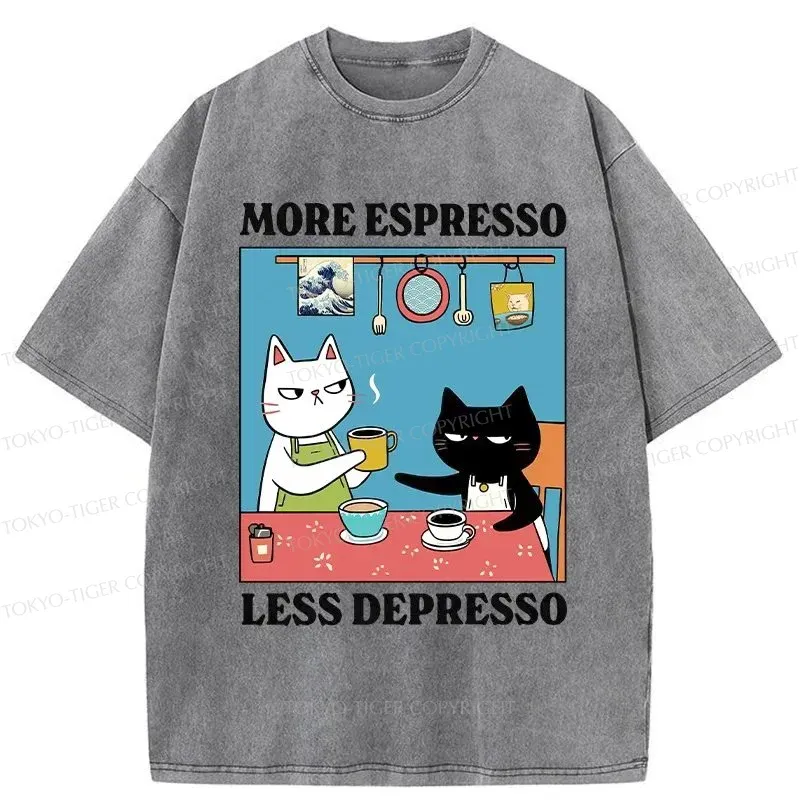 Tokyo-Tiger More Espresso Less Depresso Washed T-Shirt