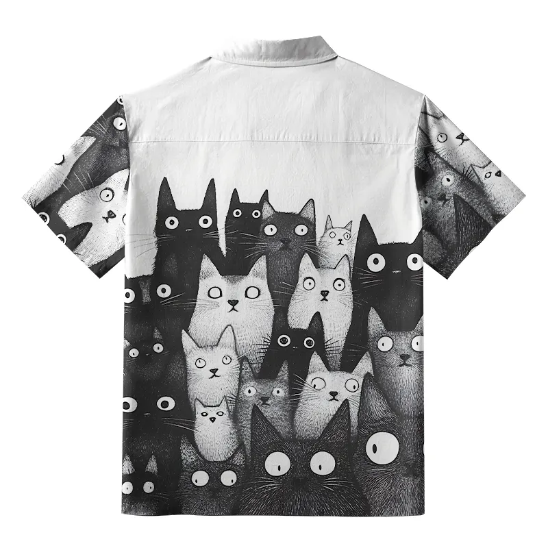 Tokyo-Tiger Funny Cats' Gaze Button-up Shirt