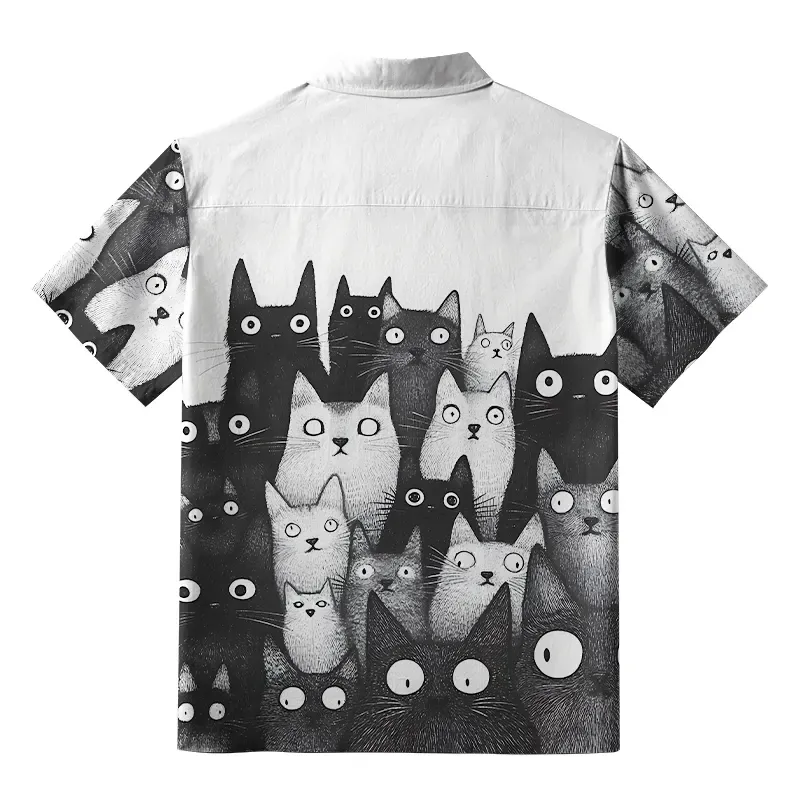 Tokyo-Tiger Funny Cats' Gaze Button-up Shirt