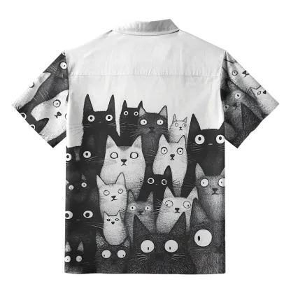 Tokyo-Tiger Funny Cats' Gaze Button-up Shirt