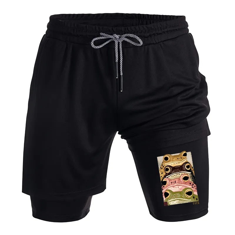 Tokyo-Tiger Whimsical Multi Colored Frog Art Training Shorts
