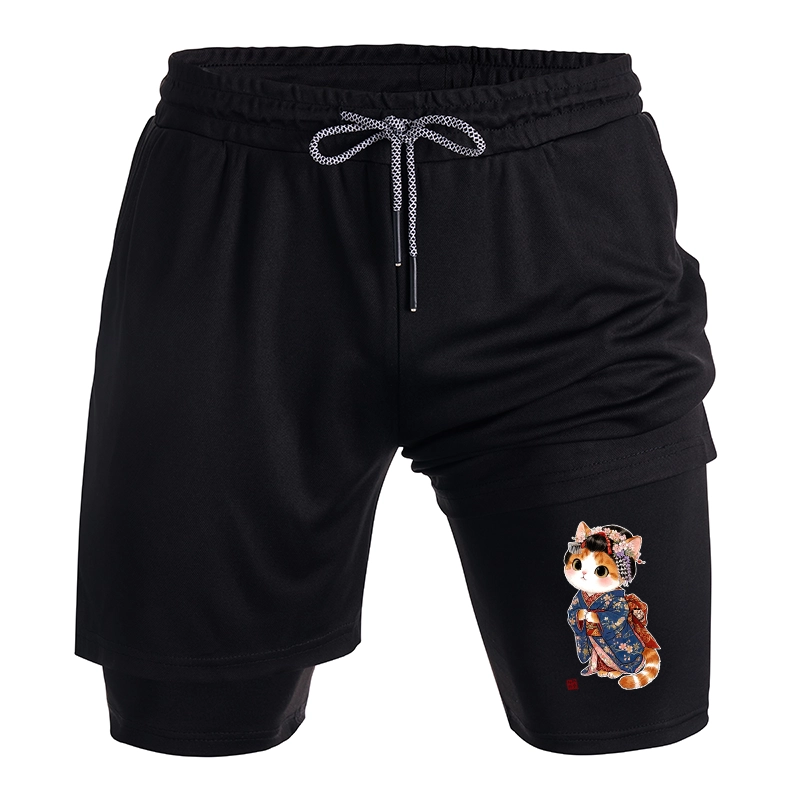 Tokyo-Tiger Cat Dressed As A Geisha Funny Training Shorts