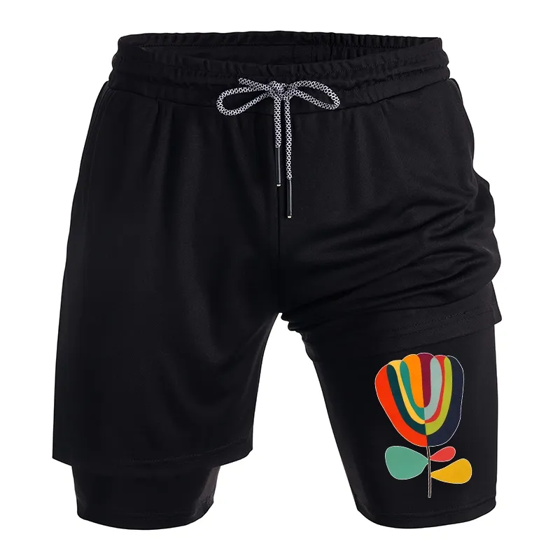 Tokyo-Tiger Colorful Flower Minimalist Print Training Shorts