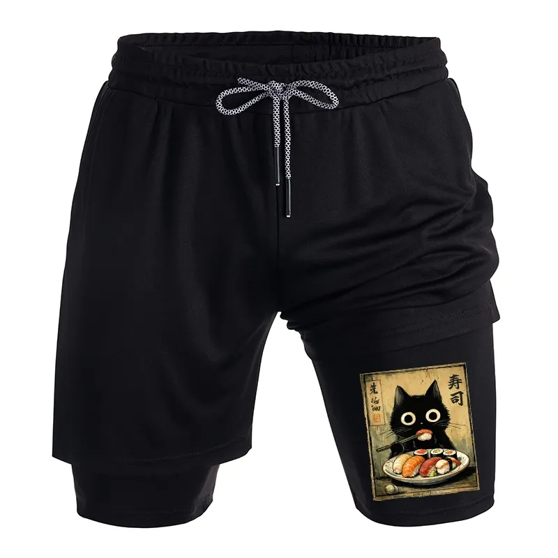 Tokyo-Tiger Vintage Japanese Sushi Cat Training Shorts