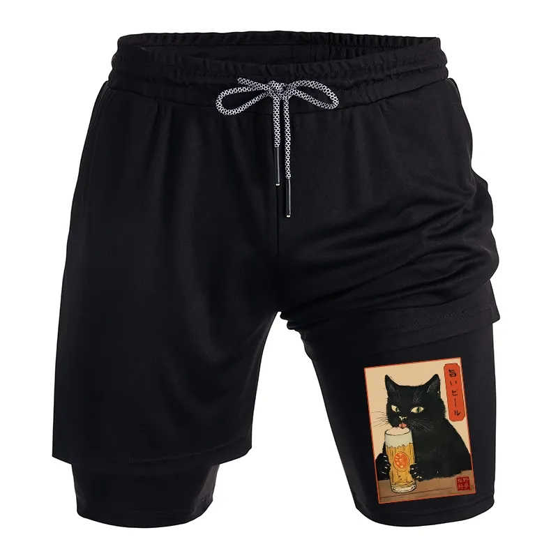 Tokyo-Tiger Cat Holding A Glass Of Beer Training Shorts