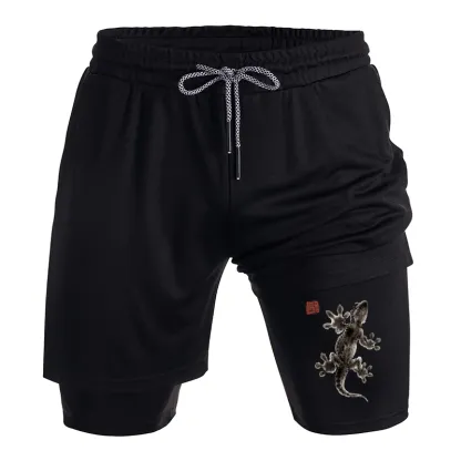 Tokyo-Tiger Minimal Asian Ink Brush Gecko Vibe Training Shorts