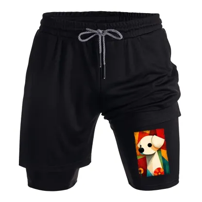 Tokyo-Tiger Retro Abstract Color Block Puppy Art Training Shorts