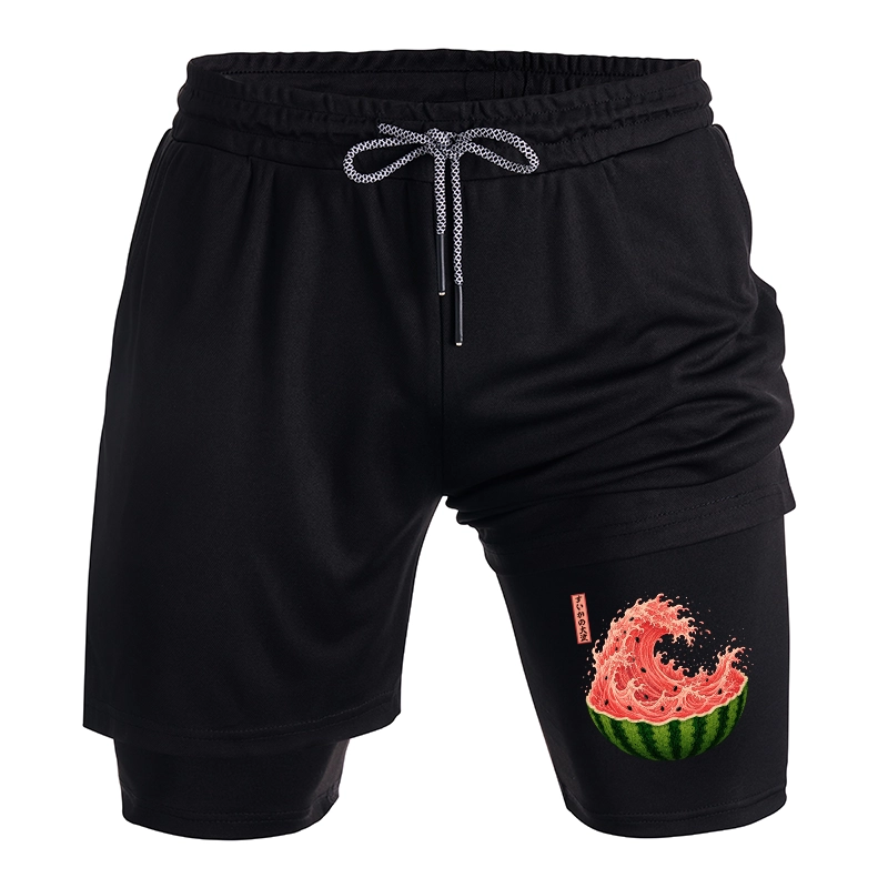 Tokyo-Tiger Watermelon Wave Summer Ukiyo Art Training Shorts