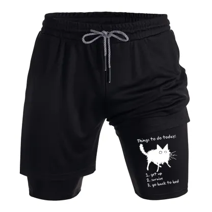 Tokyo-Tiger Lazy Cat Survive Day Funny Meme Training Shorts