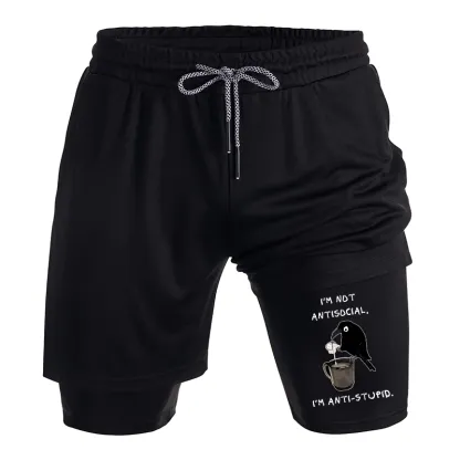 Tokyo-Tiger Cool Crow Sips Calm Coffee Alone Training Shorts