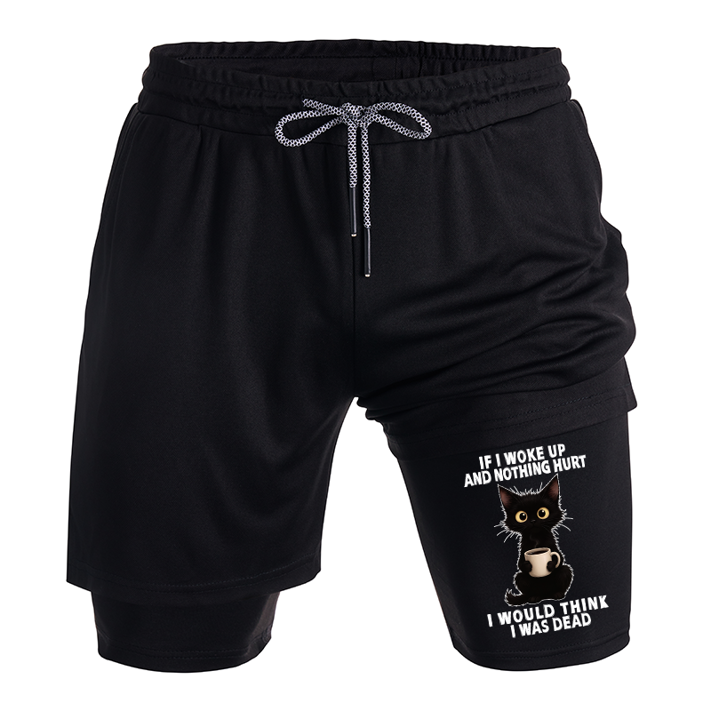 Tokyo-Tiger Funny Cute Black Cat And Coffee Meme Training Shorts