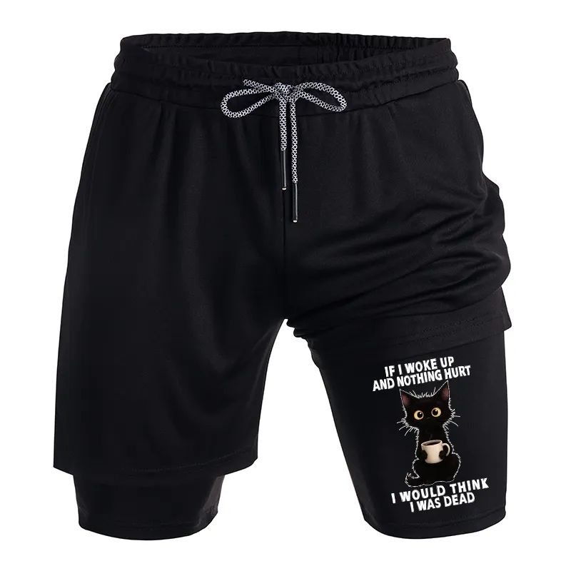 Tokyo-Tiger Funny Cute Black Cat And Coffee Meme Training Shorts