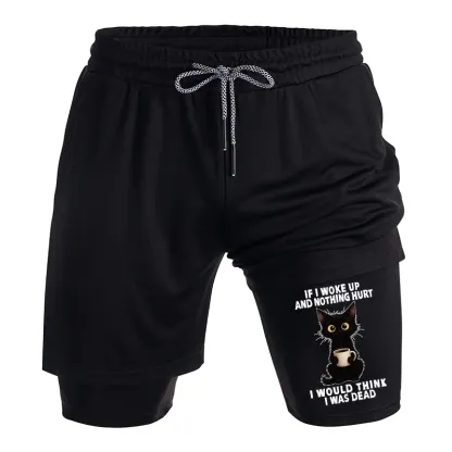 Tokyo-Tiger Funny Cute Black Cat And Coffee Meme Training Shorts