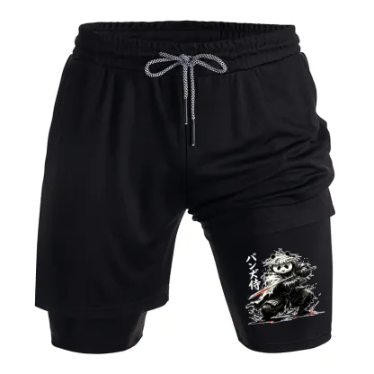 Tokyo-Tiger Panda Samurai Warrior Training Shorts