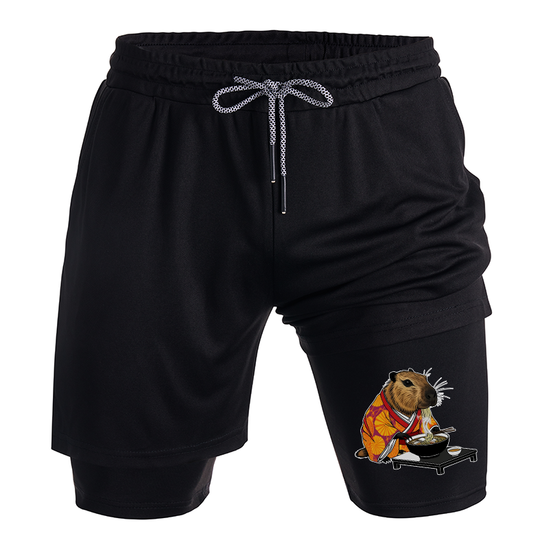 Tokyo-Tiger Cute Capybara Eating Ramen Training Shorts