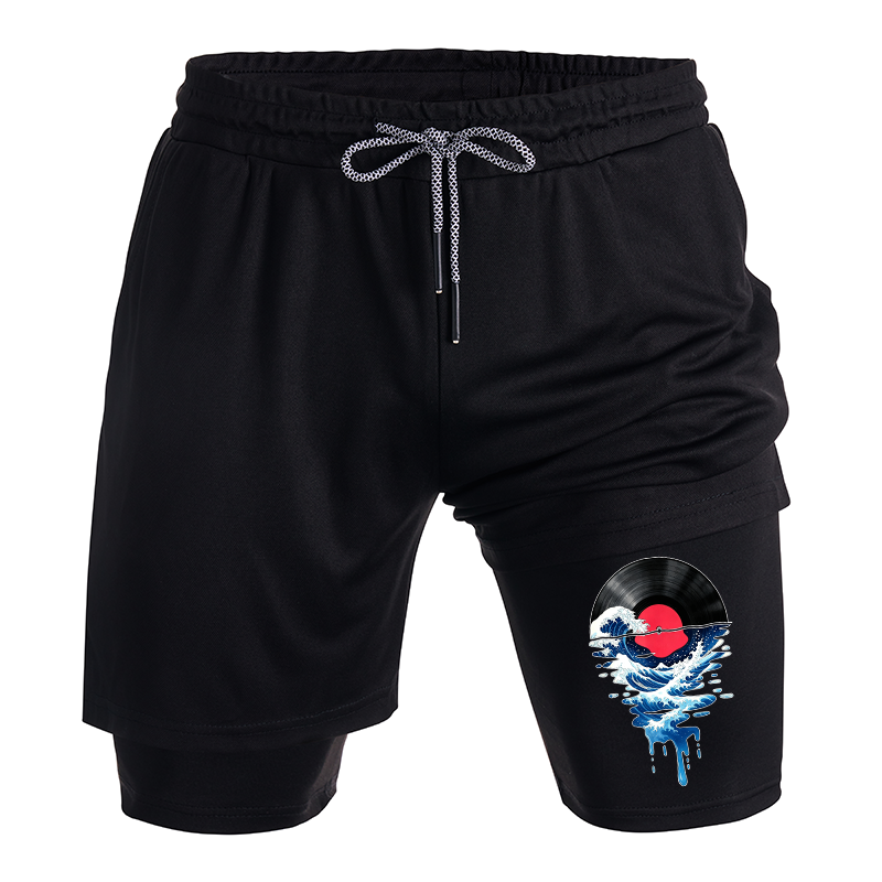 Tokyo-Tiger Vinyl Records And Waves Training Shorts