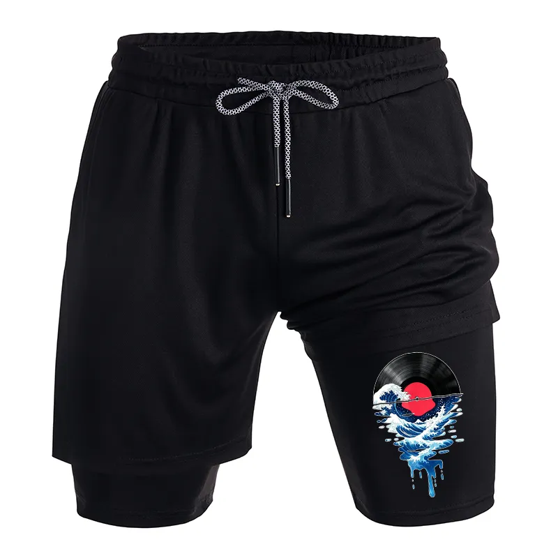Tokyo-Tiger Vinyl Records And Waves Training Shorts