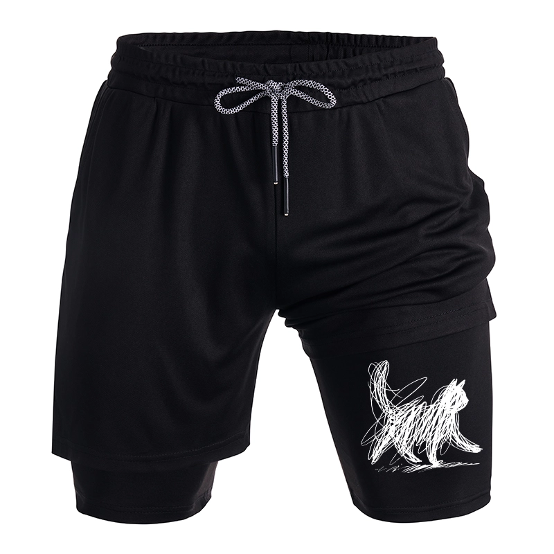 Tokyo-Tiger Minimalist Cat Art Training Shorts