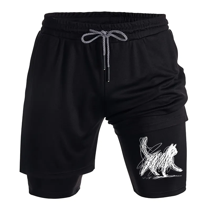 Tokyo-Tiger Minimalist Cat Art Training Shorts