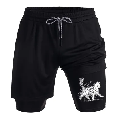 Tokyo-Tiger Minimalist Cat Art Training Shorts