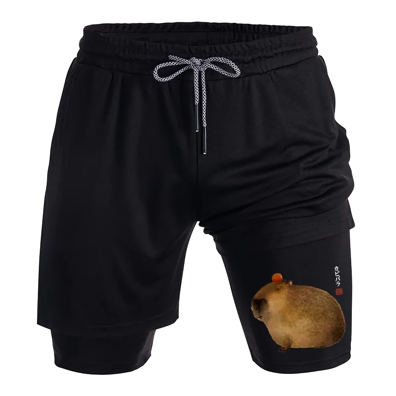 Tokyo-Tiger Calm Capybara Illustration Training Shorts