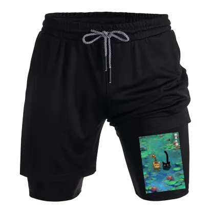 Tokyo-Tiger Funny Cats Swimming In Lilies Training Shorts