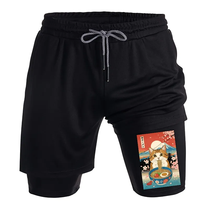 Tokyo-Tiger Funny Orange Cat Eating Ramen Japan Training Shorts