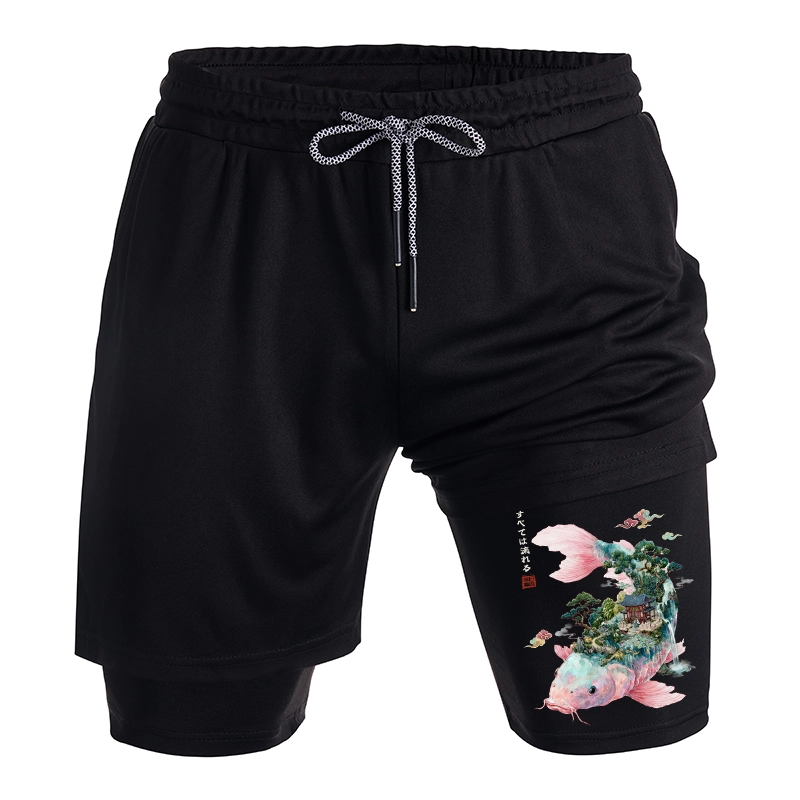 Tokyo-Tiger Journey Of The Flowing Koi Training Shorts
