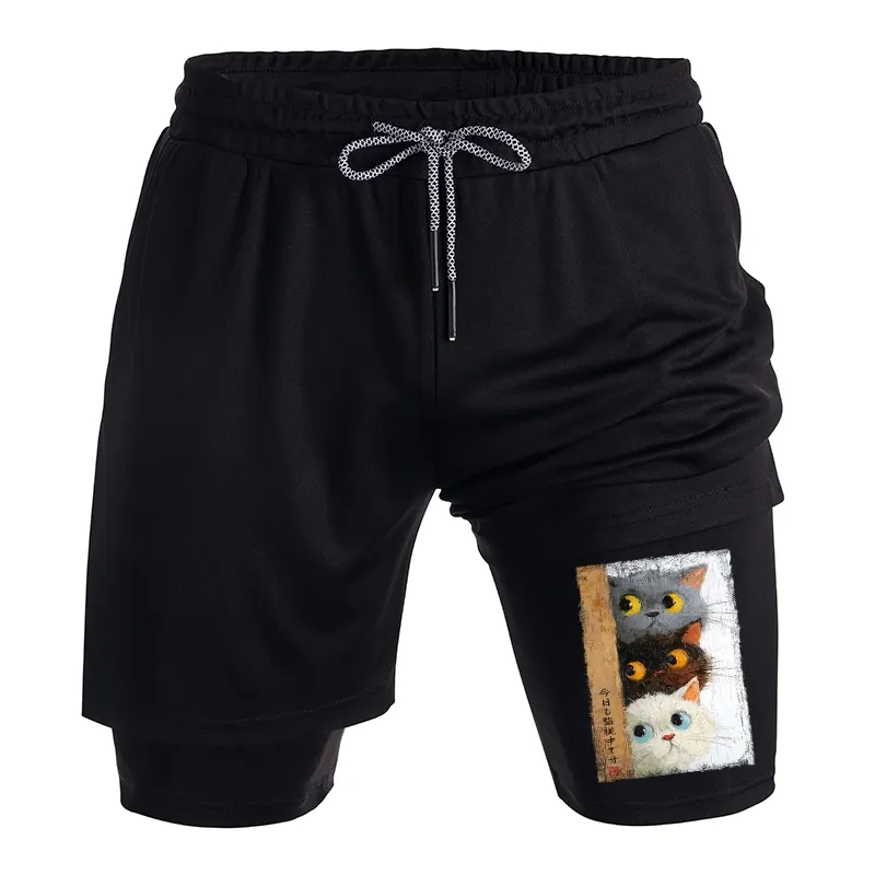 Tokyo-Tiger Three Cute Cats Watch You Training Shorts