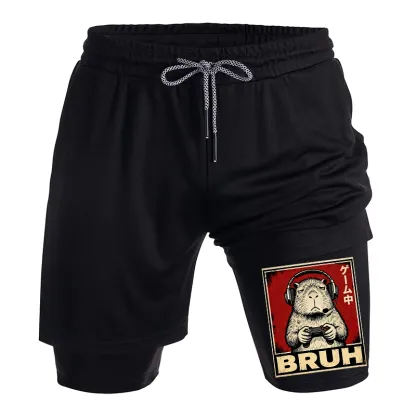 Tokyo-Tiger Funny Capybara Playing Games Training Shorts