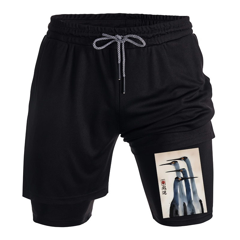 Tokyo-Tiger Retro Sandhill Crane Training Shorts