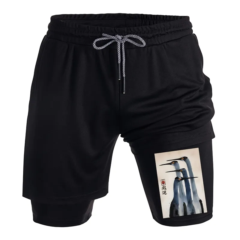 Tokyo-Tiger Retro Sandhill Crane Training Shorts