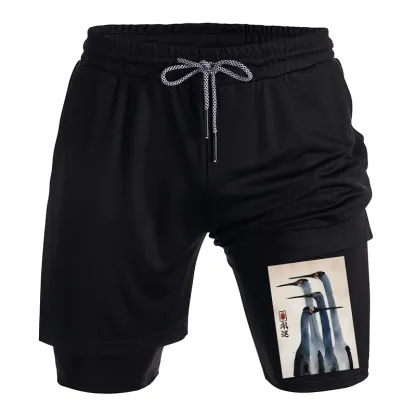 Tokyo-Tiger Retro Sandhill Crane Training Shorts