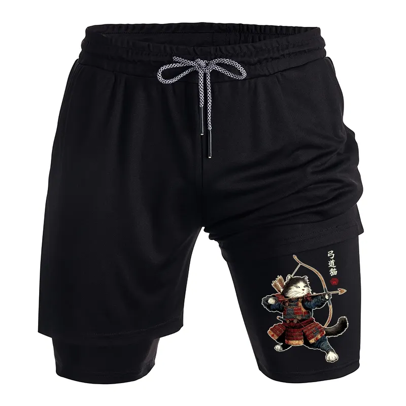 Tokyo-Tiger Kyudo Samurai Cat Training Shorts