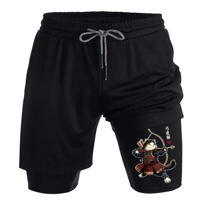 Tokyo-Tiger Kyudo Samurai Cat Training Shorts