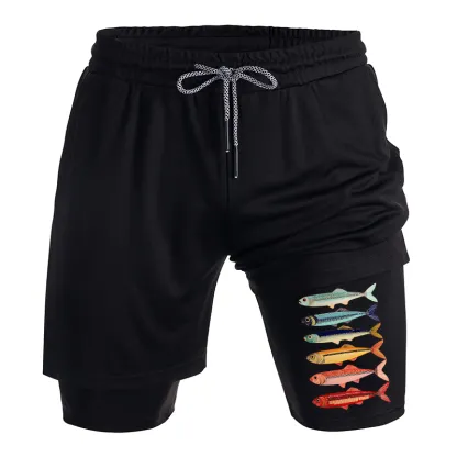 Tokyo-Tiger Colorful Fish Stack Training Shorts