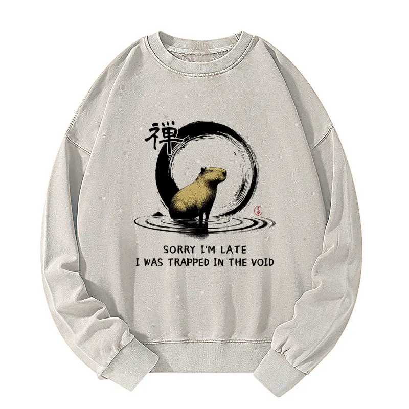 Tokyo-Tiger Zen Capybara Was Trapped In The Void Washed Sweatshirt